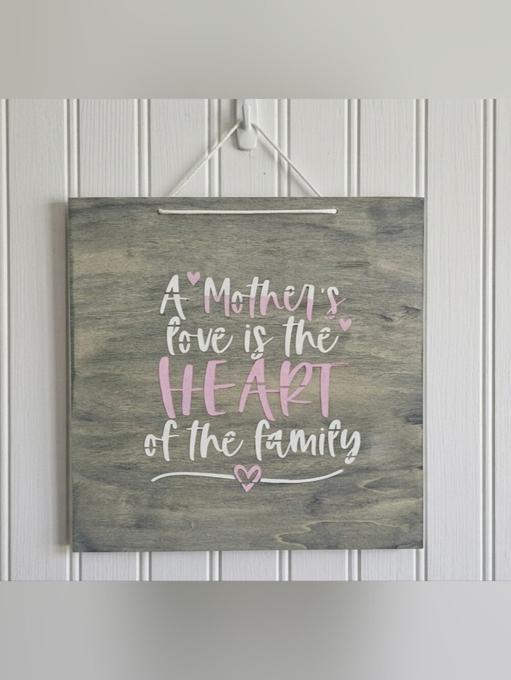 Mother's Love Heart Wall Plaque - Pink & White
